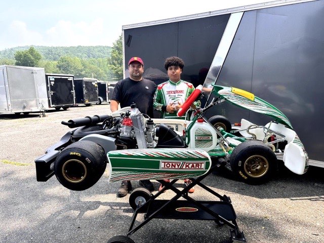 Student and his dad karting